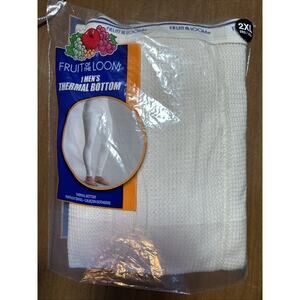 NEW Fruit of the Loom Men’s 2XL Thermal Bottoms long johns - Natural (open Bag)